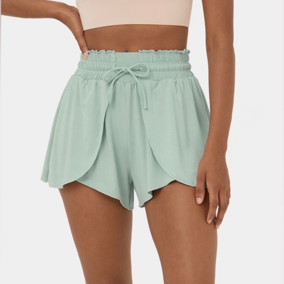 HALARA Pants - Halara | Frill High Waisted Drawstring Flowy Stacked Casual Shorts 3" Green